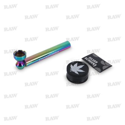 Champ High Rainbow Σετ Γυάλινη Πίπα και Grinder