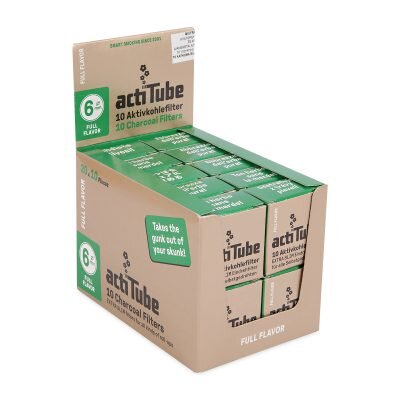 Acti Tube Φιλτράκια Ενεργού Άνθρακα Extra Slim 6mm 10 Φίλτρα Κουτί