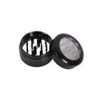 Clear Top Μαύρο Grinder Τρίφτης Καπνού Αλουμινίου Με Διάφανο Καπάκι 2μέρη - Δόντια