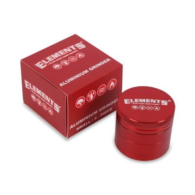 ELEMENTS® Κόκκινο Grinder Αλουμινίου 4μέρη Small - Τρίφτης Καπνού Αλουμινίου  Ενσωματωμένη σίτα διαχωρίζει και ‘’φιλτράρει’’ το βότανο, Έχει σπάτουλα στο τελευταίο μέρος του τρίφτη είναι για να συγκεντρώσετε τα υπολείμματα του υλικού σας