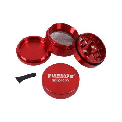ELEMENTS® Κόκκινο Grinder Τρίφτης Καπνού Αλουμινίου 4μέρη Mini-1