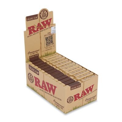 RAW® Αυθεντικά Αλεύκαντο Connoisseur – Χαρτάκια Στριφτού 1¼ Με Τζιβάνες - Κουτί