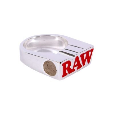 RAW SILVER RING Δαχτυλίδι με κόκκινο λογότυπο