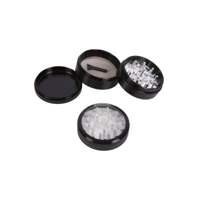 Hammercraft Μαύρο Grinder Τρίφτης Καπνού Αλουμινίου Με Διάφανο Καπάκι 4μέρη-1