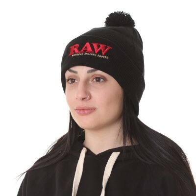 RAW® Χειμερινός Πλεκτός Σκούφος Μαύρος-1
