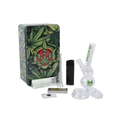 Γυάλινο Bong Σετ Δώρου Amsterdam Greenline 14cm