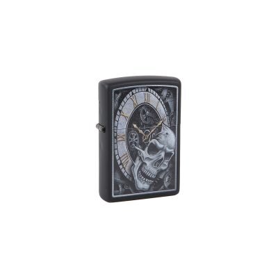 Zippo® Αναπτήρας Μαύρος Skull Clock Design