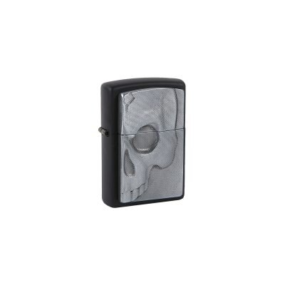 Zippo® Αναπτήρας Μαύρος Ανάγλυφος Half Skull