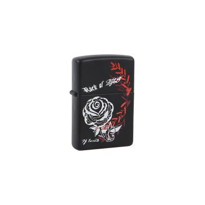 Zippo® Αναπτήρας Μαύρος με Τριαντάφυλλο TC Rose