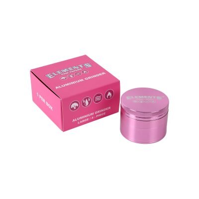 ELEMENTS® Ροζ Grinder Τρίφτης Καπνού Αλουμινίου 4μέρη Large - Κουτί