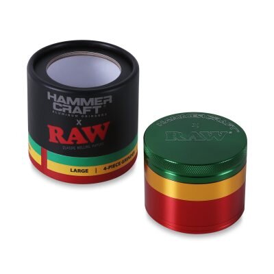 Hammercraft x RAW® Rasta Grinder Τρίφτης Καπνού Αλουμινίου 4μέρη Large