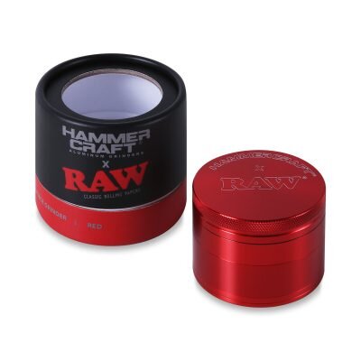 Hammercraft x RAW® Κόκκινο Grinder Τρίφτης Καπνού Αλουμινίου 4μέρη Large