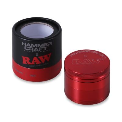 Hammercraft x RAW® Κόκκινο Grinder Τρίφτης Καπνού Αλουμινίου 4μέρη Medium