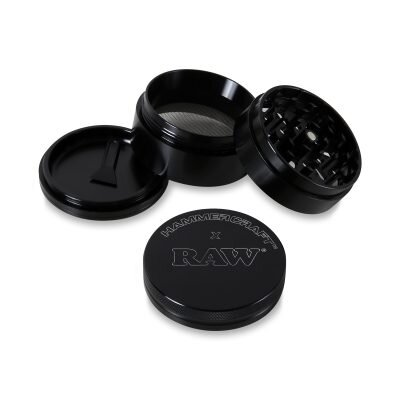 Hammercraft x RAW® Μαύρο Grinder Τρίφτης Καπνού Αλουμινίου 4μέρη Large-1