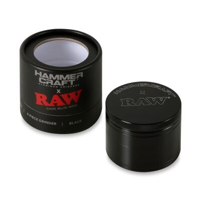 Hammercraft x RAW® Μαύρο Grinder Τρίφτης Καπνού Αλουμινίου 4μέρη Large