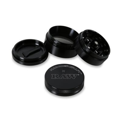Hammercraft x RAW® Μαύρο Grinder Τρίφτης Καπνού Αλουμινίου 4μέρη Medium-1