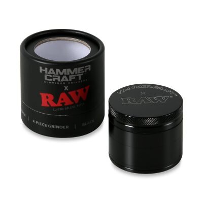 Hammercraft x RAW® Μαύρο Grinder Τρίφτης Καπνού Αλουμινίου 4μέρη Medium