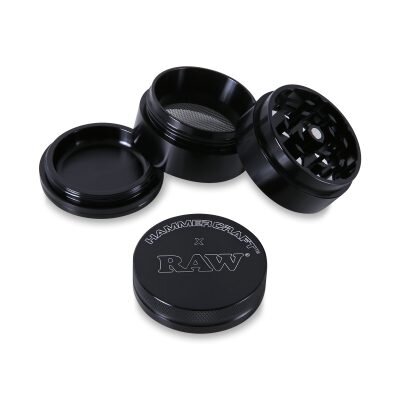 Hammercraft x RAW® Μαύρο Grinder Τρίφτης Καπνού Αλουμινίου 4μέρη Small-1