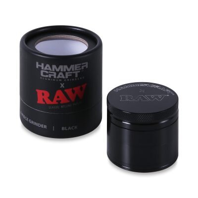 Hammercraft x RAW® Μαύρο Grinder Τρίφτης Καπνού Αλουμινίου 4μέρη Small