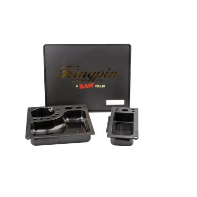 KINGPIN__x_RAW__Mafioso_Rolling_Tray___Μαύρος_Δίσκος_Στριψίματος_