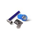 OLYMPUS® Skull Σετ Γυάλινη Πίπα Hemp με Grinder Μπλε