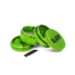 RAW® Grinder Πράσινο Αλουμινίου 4μέρη 56mm – Τρίφτης Καπνού-4 μερη με σίτα
